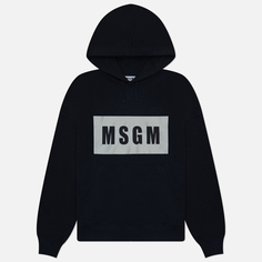 Мужская толстовка MSGM Box Macrologo Print Hoodie, цвет чёрный