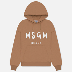 Мужская толстовка MSGM Brush Sroke Logo Print Hoodie, цвет коричневый