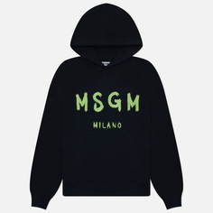 Мужская толстовка MSGM Brush Sroke Logo Print Hoodie, цвет чёрный