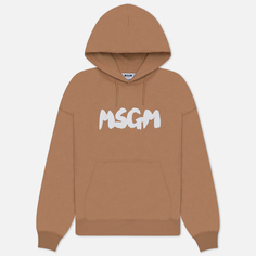 Мужская толстовка MSGM New Brush Stroke Logo Hoodie, цвет коричневый