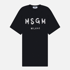 Женское платье MSGM Brush Stroke Glitter Print, цвет чёрный