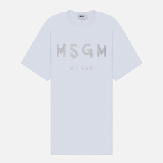 Женское платье MSGM Brush Stroke Glitter Print, цвет белый