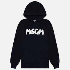 Женская толстовка MSGM New Brushed Logo Hoodie, цвет чёрный