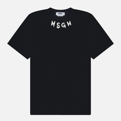 Мужская футболка MSGM Collar Brush Stroke Logo, цвет чёрный