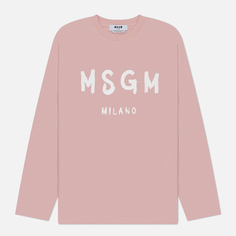 Мужской лонгслив MSGM Brush Sroke Logo Print, цвет розовый