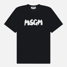 Мужская футболка MSGM New Brush Sroke Logo, цвет чёрный