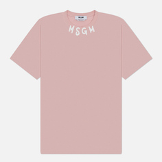 Мужская футболка MSGM Collar Brush Stroke Logo, цвет розовый