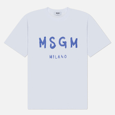 Мужская футболка MSGM Brush Stroke Logo, цвет белый