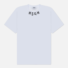 Мужская футболка MSGM Collar Brush Stroke Logo, цвет белый