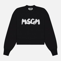Женский лонгслив MSGM New Brushed Logo, цвет чёрный