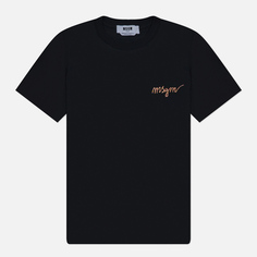 Женская футболка MSGM Multicolor Embroidery Logo, цвет чёрный