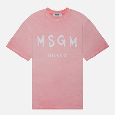 Женская футболка MSGM MSGM Milano Brush Stroke Faded, цвет розовый