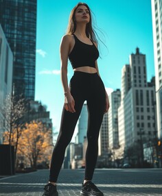 Леггинсы спортивные с карманом на молнии для женщины черные Jumkey (46 (M))