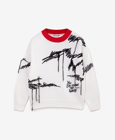 Джемпер оверсайз вязаный белый для девочки Gulliver (140)