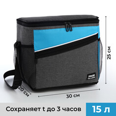 Термосумка на молнии, наружный карман, 15 л, цвет серый/голубой NO Brand