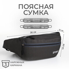 Сумка поясная на молнии, 2 наружных кармана, цвет серый NO Brand