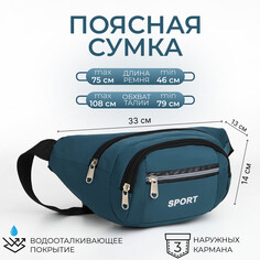 Поясная сумка на молнии, 3 наружных кармана, цвет зеленый NO Brand