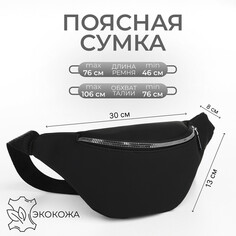 Сумка поясная на молнии, цвет черный NO Brand