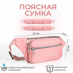 Поясная сумка на молнии, 2 наружных кармана, цвет розовый NO Brand