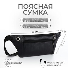 Поясная сумка на молнии, 2 наружных кармана, цвет черный NO Brand