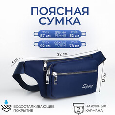 Поясная сумка на молнии, 2 наружных кармана, цвет синий NO Brand