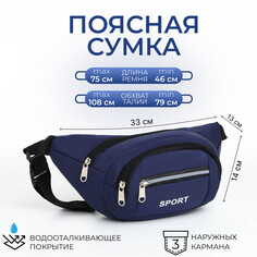Поясная сумка на молнии, 3 наружных кармана, цвет синий NO Brand