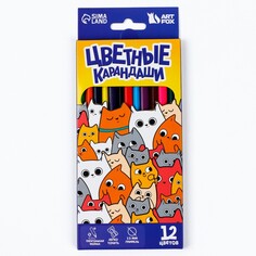 Цветные карандаши, 12 цв трехгранные artfox