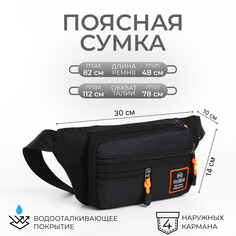 Поясная сумка на молнии, 3 наружных кармана, цвет черный NO Brand
