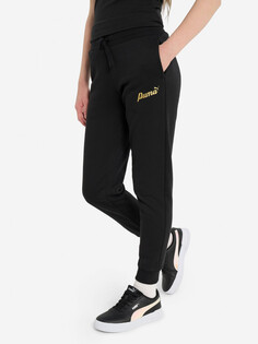Брюки для девочек PUMA ESS+ Script Metallic, Черный