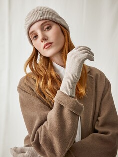 Перчатки из шерсти мериноса бежевого оттенка (16 (8)) Elis