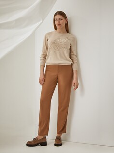 Брюки прямого силуэта бежевого оттенка 4XL(56) Lalis