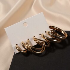 Серьги-кольца набор 3 пары NO Brand