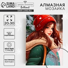 Новогодняя алмазная мозаика с частичным заполнением на холсте Школа талантов