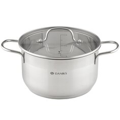 Кастрюля нержавеющая сталь, 3.6 л, крышка стекло, Daniks, Нолан, GS-01363-20CA, индукция