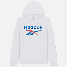 Мужская толстовка Reebok Identity Fleece Stacked Logo Hoodie, цвет белый
