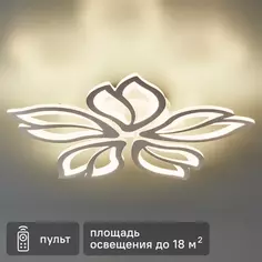 Люстра потолочная светодиодная Luneta 1635-5 с пультом управления 18 м² регулируемый белый свет цвет белый Schaffner