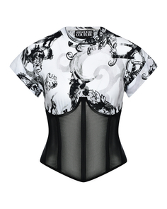 Корсетная футболка с орнаментом Versace Versace Jeans Couture