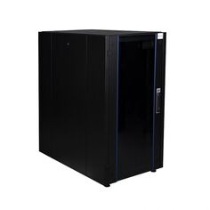 Шкаф напольный 19", 22U Datarex DR-700131 телекоммуникационный 600х1000, передняя дверь стекло, задняя стенка сплошная, металл, черный