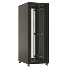 Шкаф напольный 19", 47U Hyperline TTBR-4781-DD-RAL9004 2277x800х1000 мм (ВхШхГ), передняя и задняя распашные перфорированные двери (75%), ручка с замк