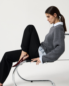 Укороченный джемпер оверсайз темно-серого цвета