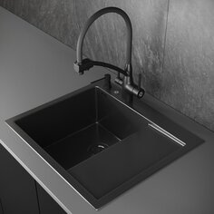 Мойка кухонная врезная, РМС, MRK-5851BL-L, нержавеющая сталь, 580х510 мм