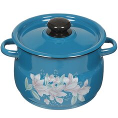 Кастрюля эмалированная сталь, 4 л, с крышкой, крышка сталь, Сибирские товары, С1912.34/С1912.36