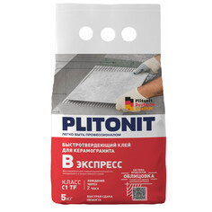Клеи для плитки керамической и керамогранита клей для кафельной плитки ПЛИТОНИТ -В6 быстротвердеющий 5кг, арт.Плитонит Вб-5 Plitonit