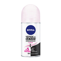 Дезодоранты для тела дезодорант женский NIVEA Чистый: Невидимый для черного и белого, 50 мл, ролик