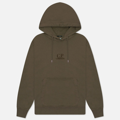 Мужская толстовка C.P. Company Brushed And Emerized Diagonal Fleece Logo Hoodie, цвет коричневый