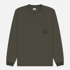 Мужской лонгслив C.P. Company Mercersized 30/2 Jersey Twisted Pocket, цвет оливковый
