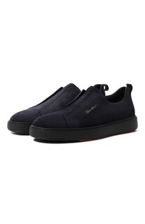 Замшевые слипоны Santoni