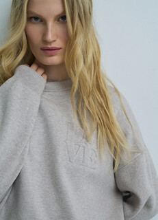 Джемпер плотной вязки с принтом, Бежевый Ostin