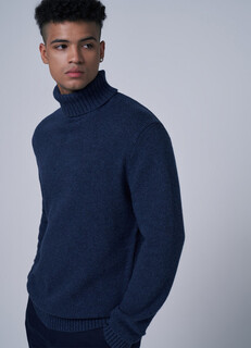 Базовый свитер с добавлением шерсти, Синий Ostin