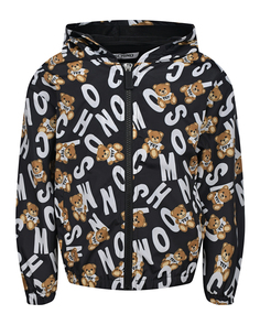 Черная ветровка со сплошным принтом &quot;медвежата&quot; Moschino